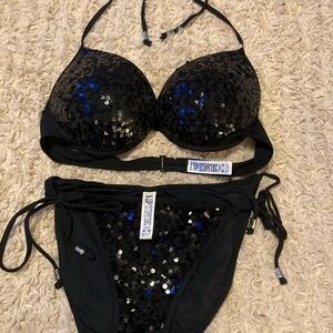 Victoria's Secret PINK Black Sequin Bikini